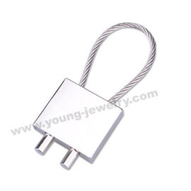 Cable Wire w/ Square Personalized Engravable Keyrings