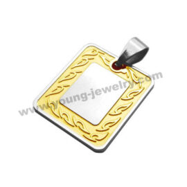 Custom Square Necklace w/ Gold Pattern Edge