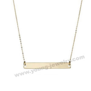 Women's Rose Gold Bar Engraved Necklace