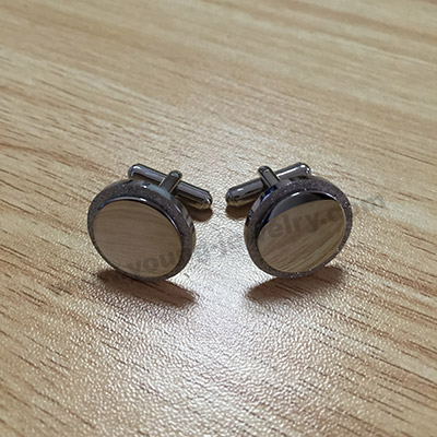 Custom Glitter Edge Round Cufflinks for Him