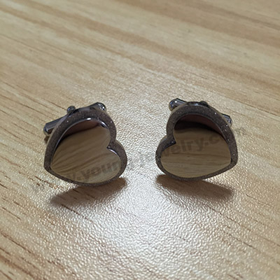 Custom Glitter Edge Heart Cufflinks for Her