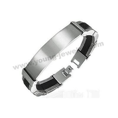Stainless Steel Silver & Black ID Personalized Bracelets
