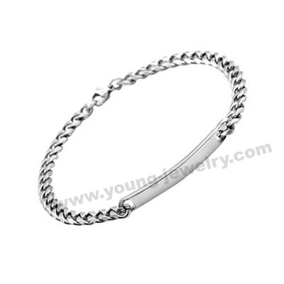 Curb Chain w/ Slim ID Engravable Custom Bracelets For Him