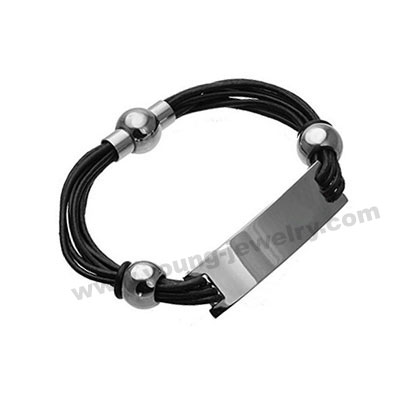 Muti Leather w/ Magnet Clasp ID Custom Bracelets for Him