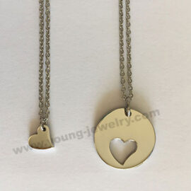 Personalized Round w Cutout Heart Necklaces for Her