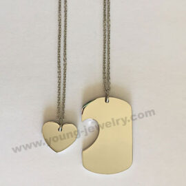 Custom Dog Tag w/ Heart Necklaces Set Supplier