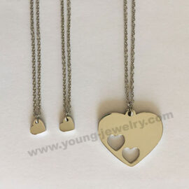 Personalized Heart w/ Cutout Hearts Necklaces Set for Her