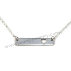 Custom Name Bar Necklaces w/ Cutout Heart for Her