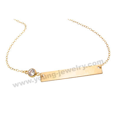 Custom Rose Gold Name Bar Necklace w/ Zircon Wholesale China