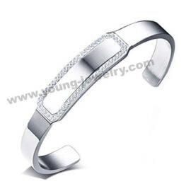 Wide Cuff w/ Zircons Personalized Bangles for Him