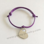Fashion purple Rope w/ Heart Personalized Bracelets for Her