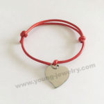 Adjustable red Rope w/ Engravable Heart Customized Bracelets