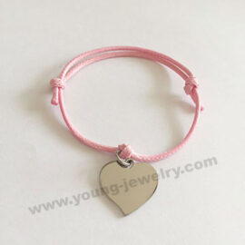 Adjustable Rope w/ Engravable Heart Customized Bracelets