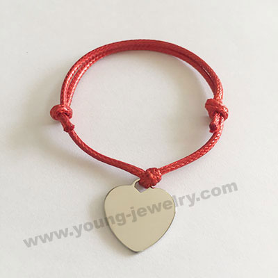 Adjustable Rope w/ Heart Customized Bracelets Supplier
