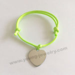 Adjustable green Rope w/ Heart Customized Bracelets Supplier