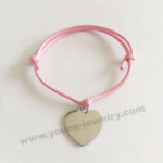 Adjustable pink Rope w/ Heart Customized Bracelets Supplier