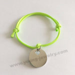 Personalized green Rope w/ Circle Bracelets for Her