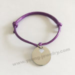 Personalized purple Rope w/ Circle Bracelets for Her