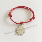 red Cotton Rope w/ Four Leaf Clover Custom Bracelets for Her