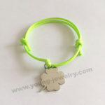 green Cotton Rope w/ Four Leaf Clover Custom Bracelets for Her