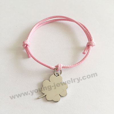 Cotton Rope w/ Four Leaf Clover Custom Bracelets for Her