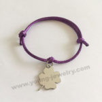 purple Cotton Rope w/ Four Leaf Clover Custom Bracelets for Her