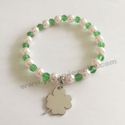 Beads w/ Four Leaf Clover Custom Bracelets for Her