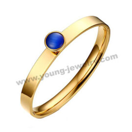 Gold Engravable Custom Bangles w/ Cat Eye Stone