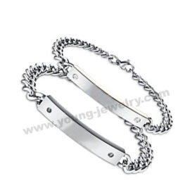 Steel Engravable His Her Personalized Couples Bracelets