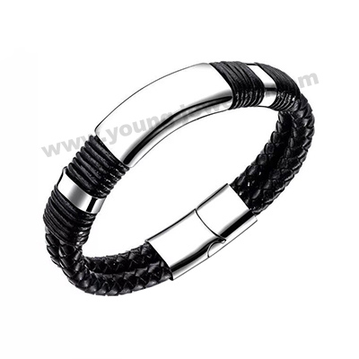 Braided Rope w/ Engravable Plate Custom Bracelets for Him
