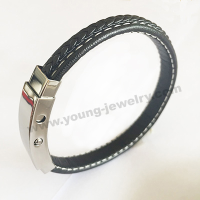 Black Leather w/ Unique Buckle Custom Bracelets for Him