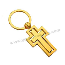 Stainless Steel Gold Crucifix Personalized Keychains