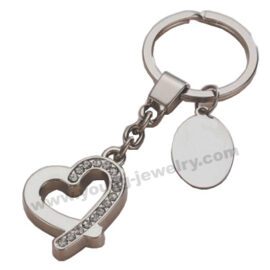 Personalized Heart w/ Oval Charm Keyrings for Her
