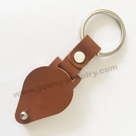 Brown Leather Case w/ Circle Personalized Keychains