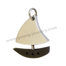 Stainless Steel Personalized Silver & Black Sailboat Necklaces