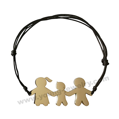 Rope w/ Family Plate Custom Bracelets for Her