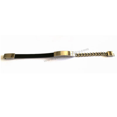 Leather & Chain w/ ID Personalized Bracelets for Him