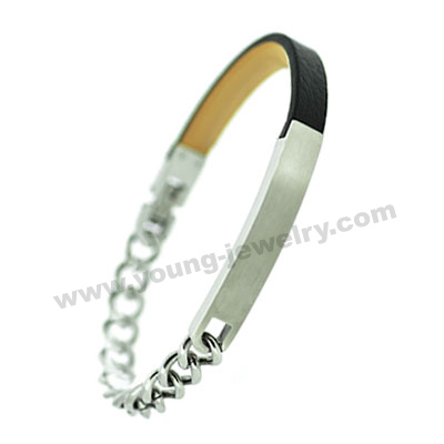 Half Leather & Chain w/ ID Personalized Bracelets