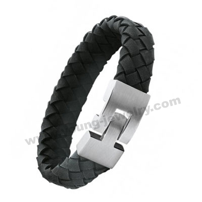 Black Wide Leather w/ Buckle Custom Bracelets for Him