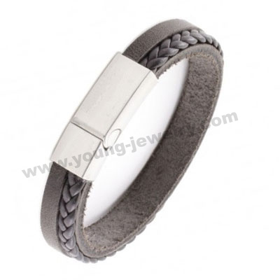 Brown Leather w/ Steel Plate Personalized Bracelets