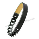 Half Black Leather & Chain w/ ID Personalized Bracelets