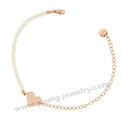 Pearl & Chain w/ Rose Gold Heart Custom Bracelets for Her