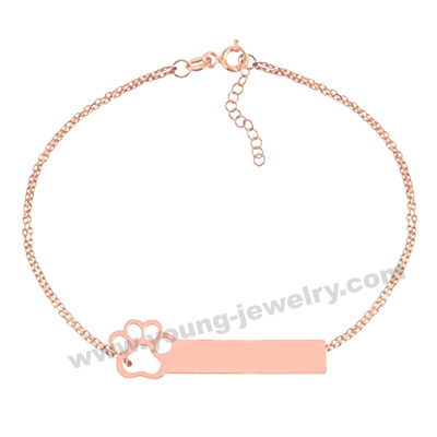 Rose Gold Chain w/ Paw Custom Bracelets for Her