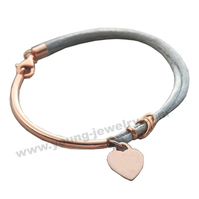 Cotton Rope w/ Rose Gold Cuff & Heart Custom Bracelets