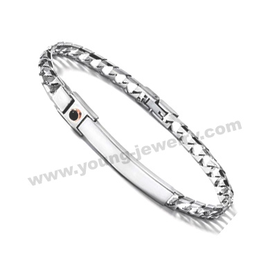 Steel Chain w/ Engravable ID Personalized Bracelets for Him