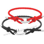 Black & Red Rope w/ Ring Customized Couples Bracelets