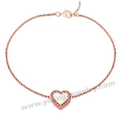 Rose Gold Heart Customized Charm Bracelets for Her