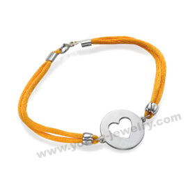Gold Rope w/ Steel Heart Personalized Bracelets for Her