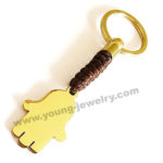 Custom Gold Star of David w/ Brown Cotton Rope Keyring