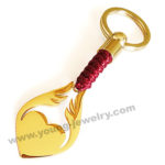 Custom Gold Heart of Wing Plate w/ Red Cotton Rope Keyring